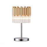 Gold and Polished Chrome Modern 3 Lamp Table Lamp with Crystal Droplets 40cm