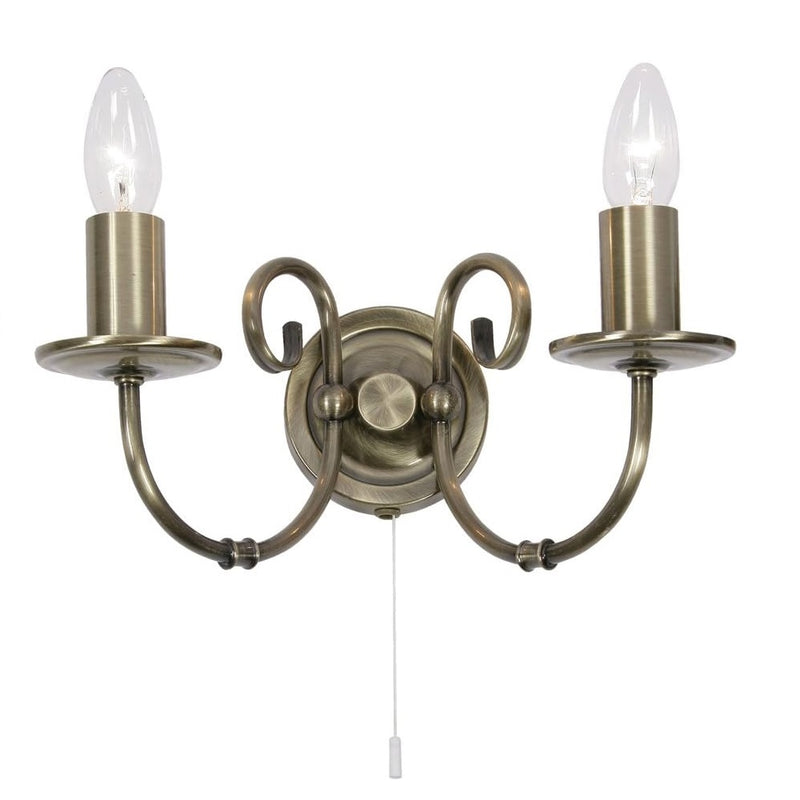 Antique Brass Twin Wall Light