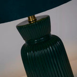 Small Green Ceramic Table lamp with green velvet shade