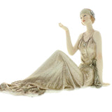 Britalia BR58428 Cream and Gold Art Deco Glamorous 1920s Style Sitting Down Lady Figurine - 26cm Width
