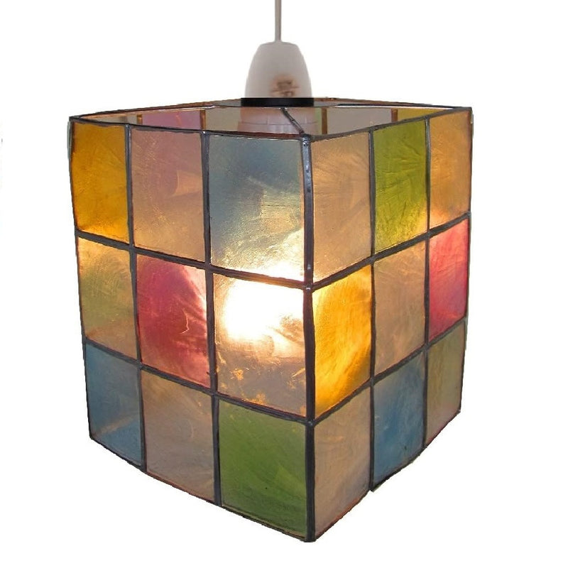 Britalia BRC620 Multicoloured Capiz Shell Vintage Retro Easy Fit Rectangular Pendant Shade