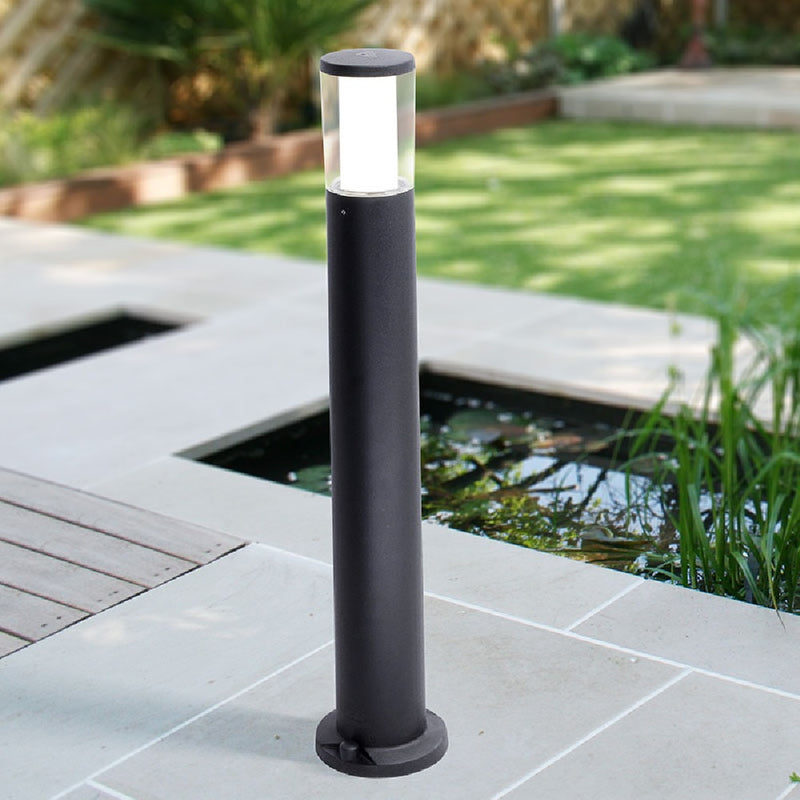 Black LED Round Pedestal Post Light 80cm