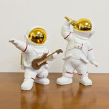 White Resin Microphone Singing Astronaut Figurine 190mm