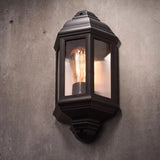 Black Retro Flush Lantern Wall Light