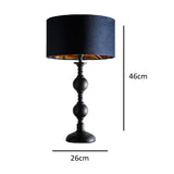 Black Metal Table Lamp with Velvet Shade
