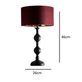 Black Table Lamp with Red Velvet Shade