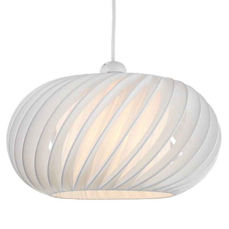 White Polycarbonate Vintage Retro Easy Fit Slanting Elliptical Dome Pendant Shade 30cm