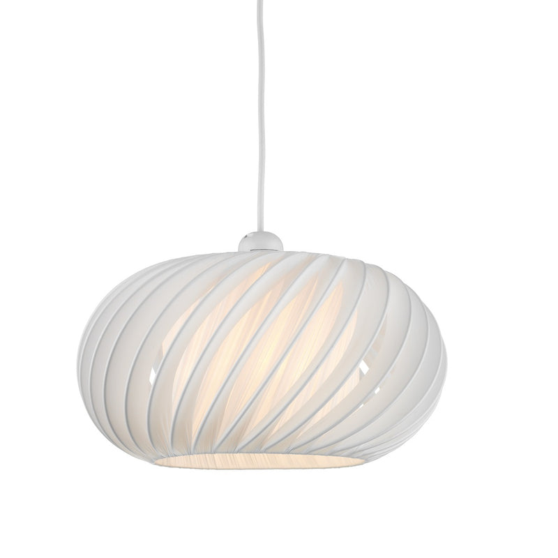White Polycarbonate Vintage Retro Easy Fit Slanting Elliptical Dome Pendant Shade 30cm