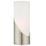 Satin Nickel & Frosted Opal Glass Modern Cylindrical Touch Control Table Desk Lamp 25cm