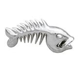 Chrome Platinum Fired Ceramic Skeletal Fish Sculpture 41cm