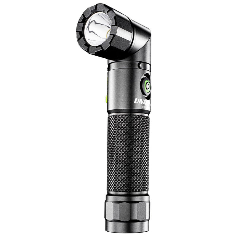 LED Black USB Rechargeable Dual Power Right Angle Flashlight Torch 1200 Lumen