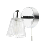 Polished Chrome & Ribbed Glass Bathroom Vintage Wall Light Spot