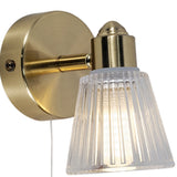 Satin Brass & Rib Glass Bathroom Vintage Wall Light Spot