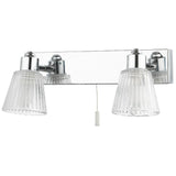 Polished Chrome & Ribbed Glass Twin Bathroom Vintage Wall Light