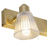 Satin Brass & Rib Glass Twin Bathroom Vintage Wall Light