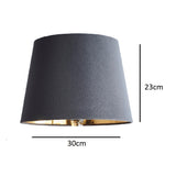 Grey Velvet and Gold Inner Modern Easy Fit Tapered Drum Lampshade 30cm