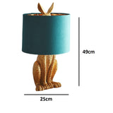 Green velvet and gold rabbit table lamp