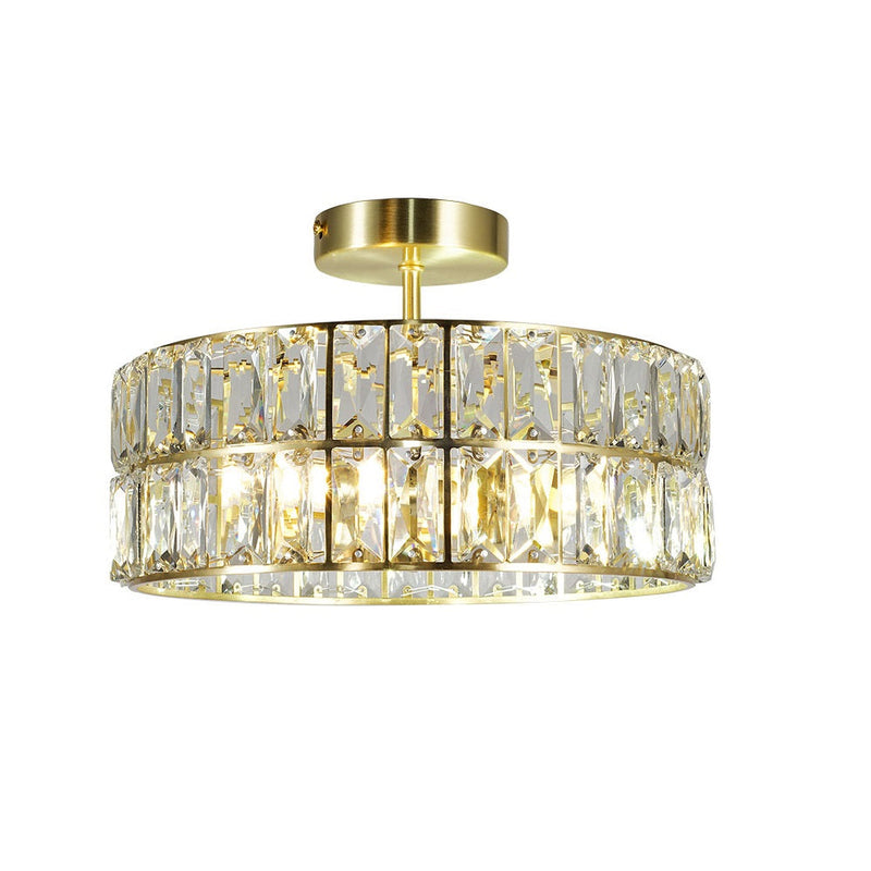 Satin Brass Cyrstal Modern 4 Lamp Bathroom Semi Flush Light