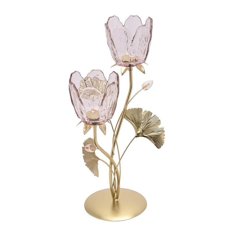 Gold and pink Tea Light candle holder