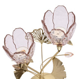 pink glass flower candle holder
