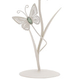 Cream metal and glass candle holder