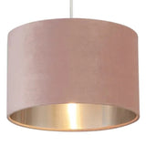 Blush Pink Velvet Vintage Easy Fit Drum Shade with Silver Inner 28cm