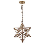 DAR ILA8675 Ilario Antique Brass & Glass Vintage Star Pendant 42cm