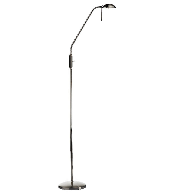 Satin Chrome Modern Adjustable Stem Dome Head Floor Task & Reading Light 162cm