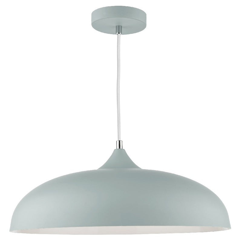 Matt Soft Grey Metal Vintage Shallow Curved Dome Pendant Ceiling Light 45cm