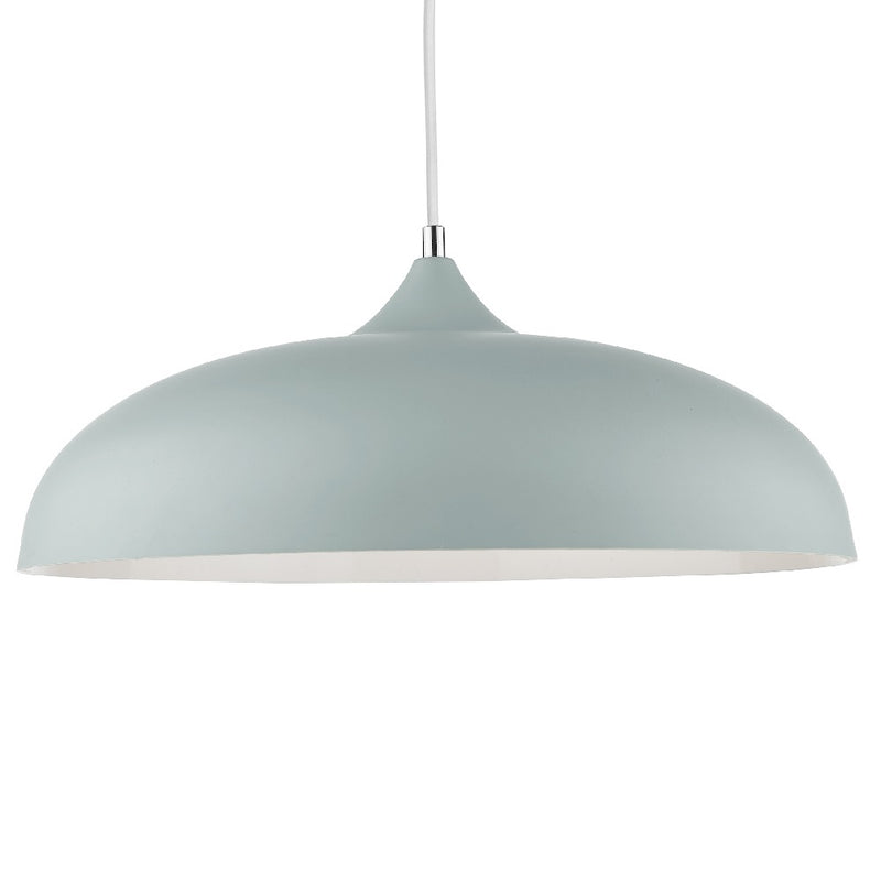 Matt Soft Grey Metal Vintage Shallow Curved Dome Pendant Ceiling Light 45cm