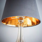 Grey Velvet and Gold Inner Modern Easy Fit Tapered Drum Lampshade 30cm