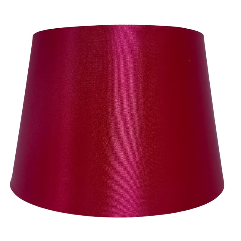 Britalia BRL12SATINDR/RED 12" Shiny Red Satin and White Inner Rolled Edge Vintage Tapered Drum Lamp Shade