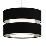 Britalia BRL30LAYERBLK/PEN Black Cotton Fabric Double Layer Retro Easy Fit Drum Lampshade - 30cm Diameter
