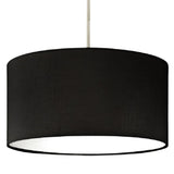 Black Cotton Modern Easy Fit Round Drum Lampshade with White Diffuser 30cm