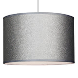 Shiny Silver Glitter Modern Easy Fit Round Drum Lampshade 300mm