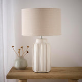 Cream Ribbed Ceramic Table Lamp