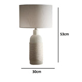 Cream Ribbed Ceramic Vase Table Lamp with Shade