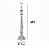 Distressed grey finish on vintage decorative candlestick lamp base
