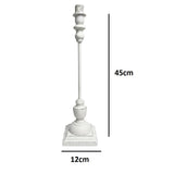 Elegant white wood effect table lamp base with distressed finish, ideal for bedrooms and living rooms