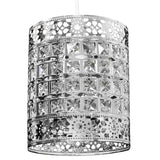 Polished Chrome Metal Easy Fit Pendant With Square Acrylic Beads 205mm