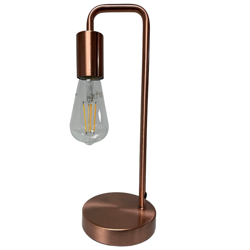Britalia BRLCAITLINBCOP/TL - Brushed Copper Metal Industrial Table Desk Lamp - 35.5cm Height