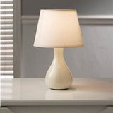 Cream Ceramic Teardrop Modern Table Lamp with Cotton Shade 29cm