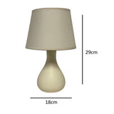 Cream Ceramic Teardrop Modern Table Lamp with Cotton Shade 29cm