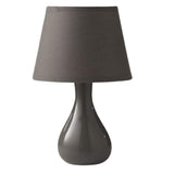 Britalia BRLCALVINGRY/TLWS Grey Ceramic Teardrop Modern Table Lamp with Cotton Shade - 29cm Height