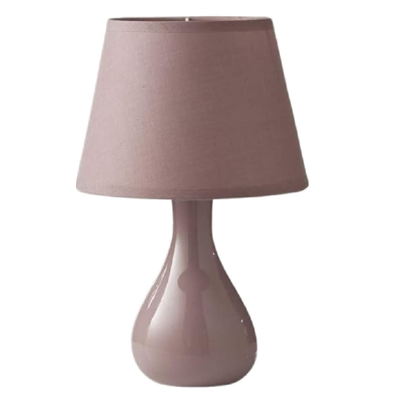 Britalia BRLCALVINPNK/TLWS Pink Ceramic Teardrop Modern Table Lamp with Cotton Shade - 29cm Height