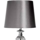 Silver Grey Faux Silk Shade Table Desk Lamp