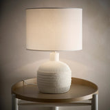 White Ceramic table Lamp with Drum lamp shade