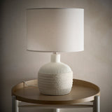 Cream Ribbed Ceramic Table Lamp