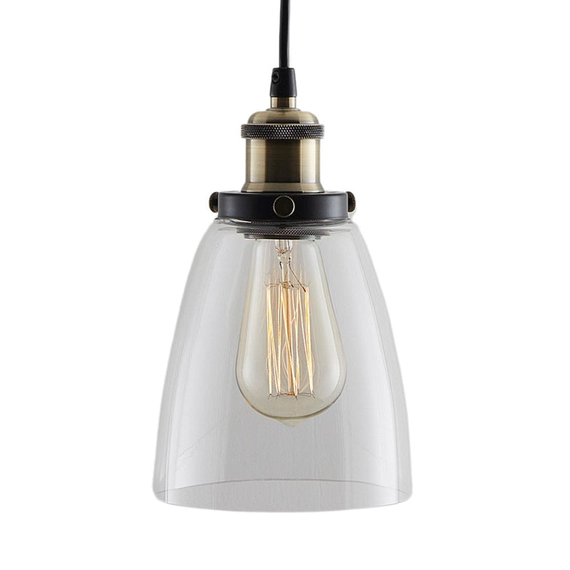 Clear Glass & Black Pendant Light