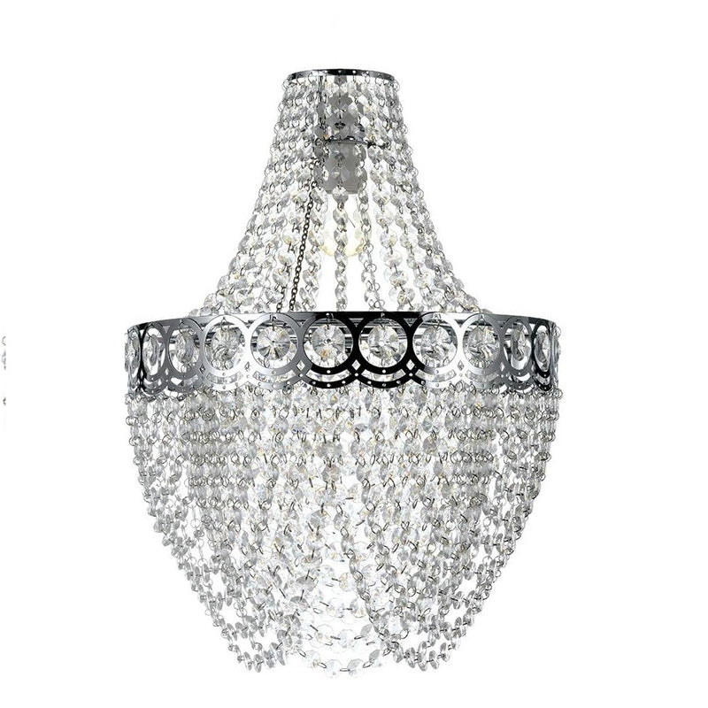 Britalia BRLHAYLECLE/PEN Chrome and Clear Acrylic Bead Vintage Easy Fit Chandelier Pendant Shade